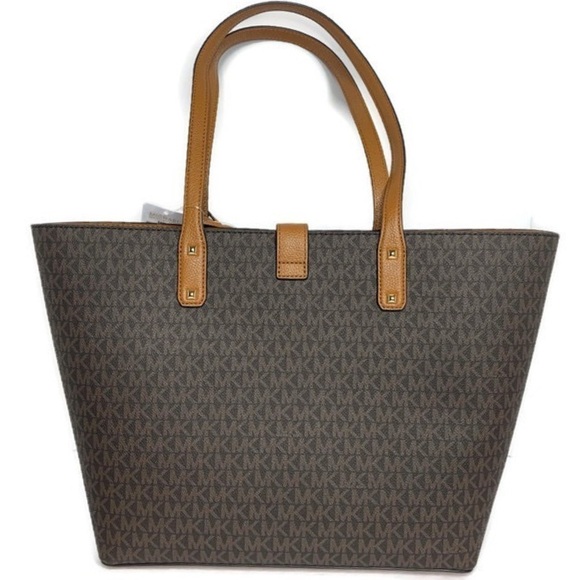 Michael Kors MK Signature Brown Leather Bag Wallet - Picture 5 of 8